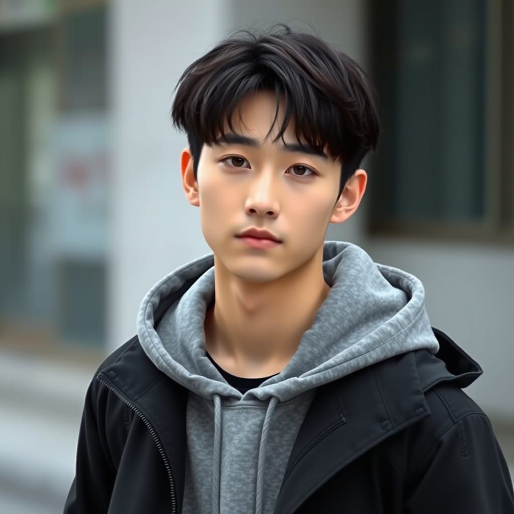 Stylish Korean Man in Streetwear, Concept Art Style