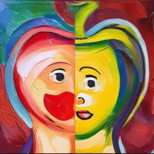 Eve and Adam in Neo-Impressionist Oil Painting