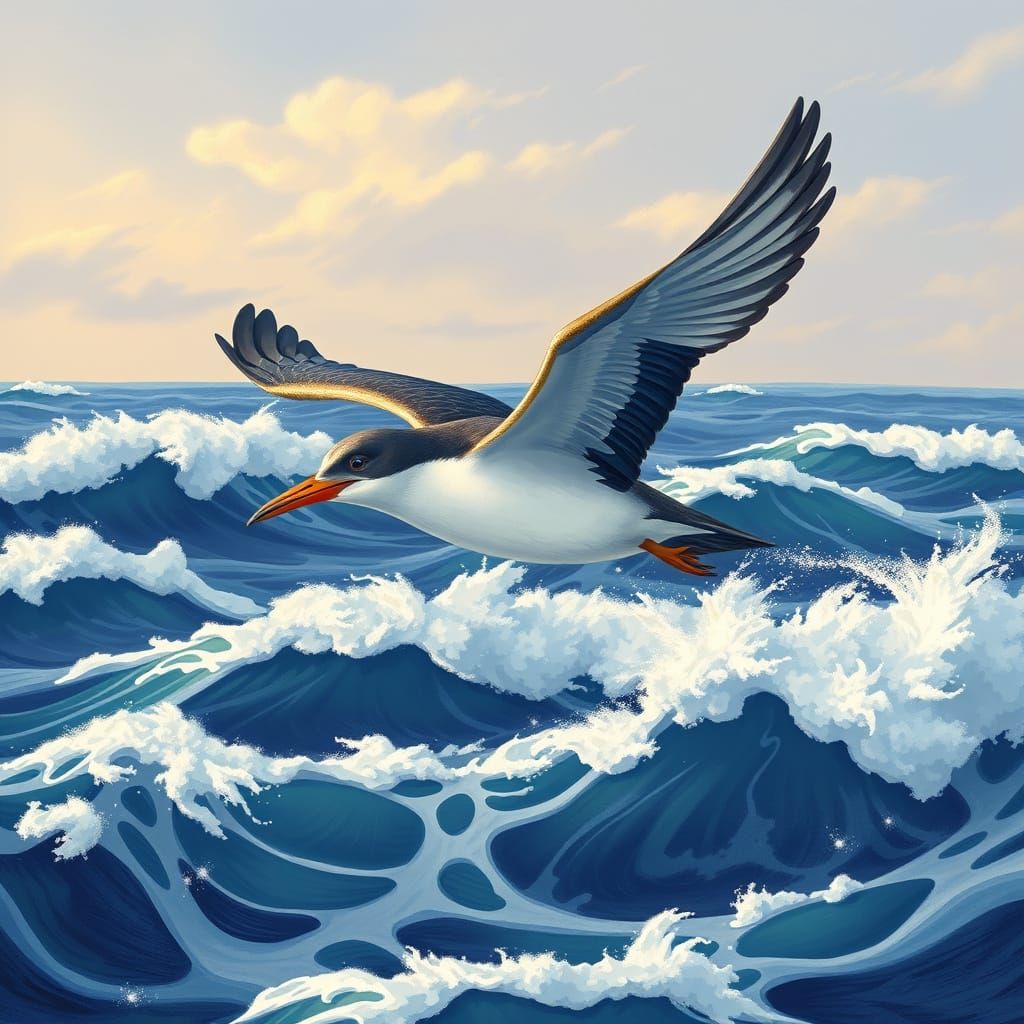 Seabird Flight: Whimsical Art With Vibrant Colors