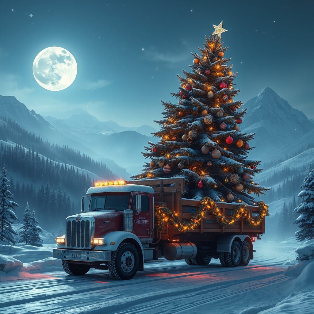 Majestic Truck in a Winter Wonderland Scene, in Unreal Engin...