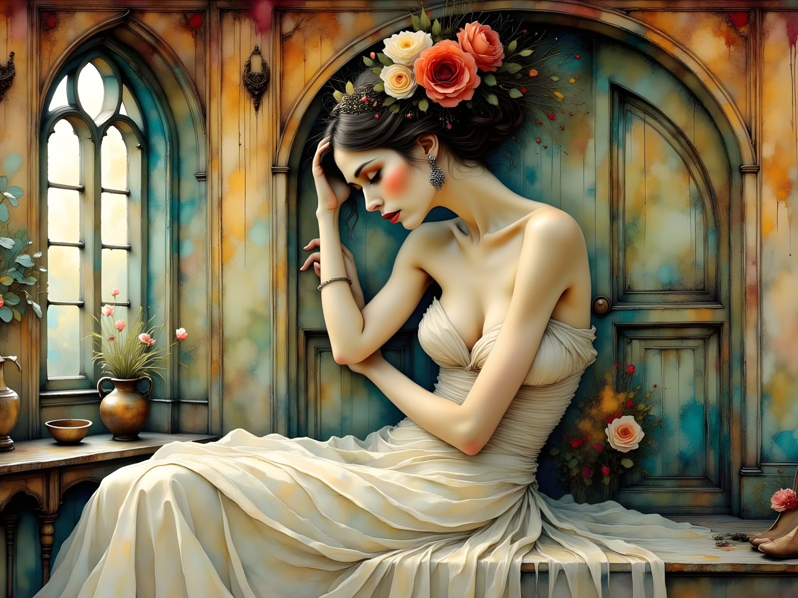 Woman in Art Nouveau Bath House