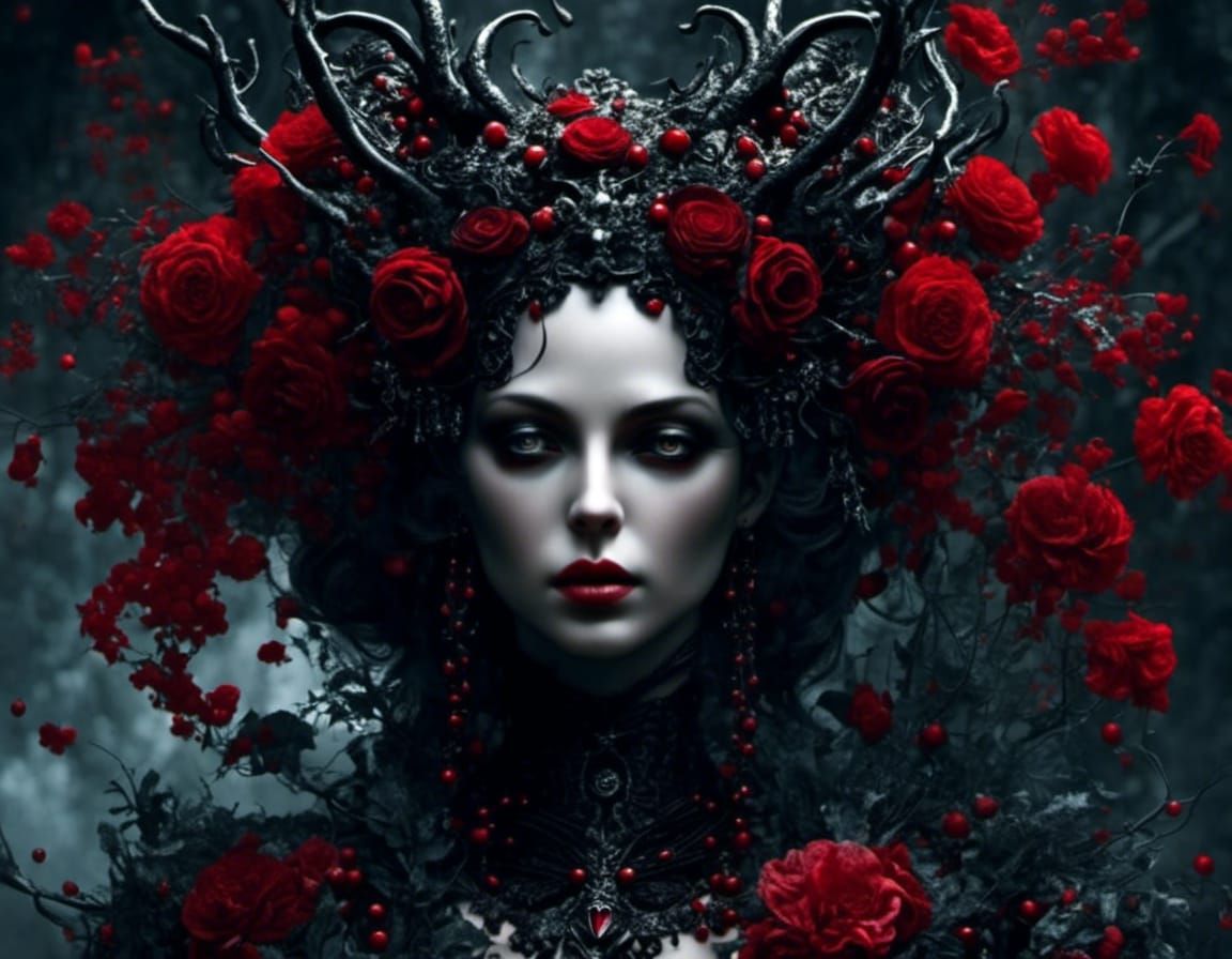 Hades and Persephone in Rococo Horrorcore Style