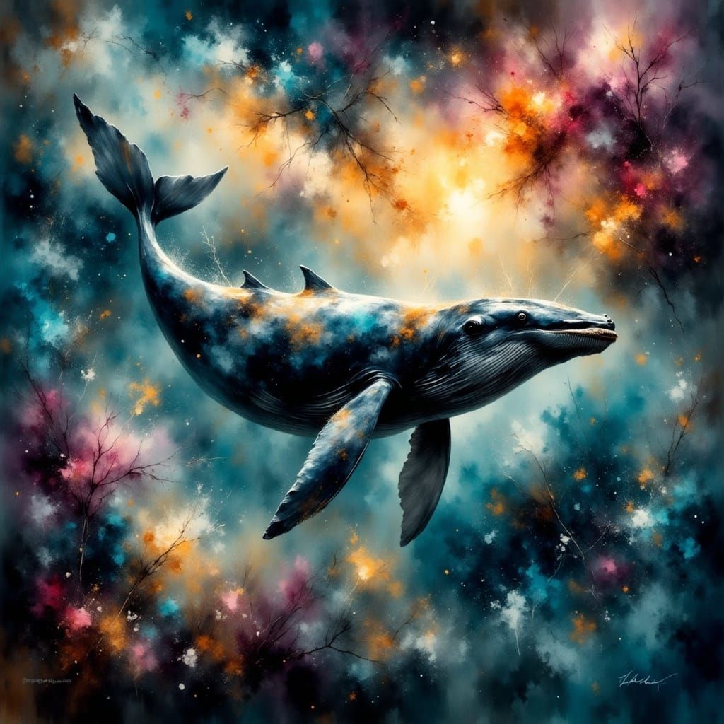 Majestic Whale in Ethereal, Dreamlike Cosmos