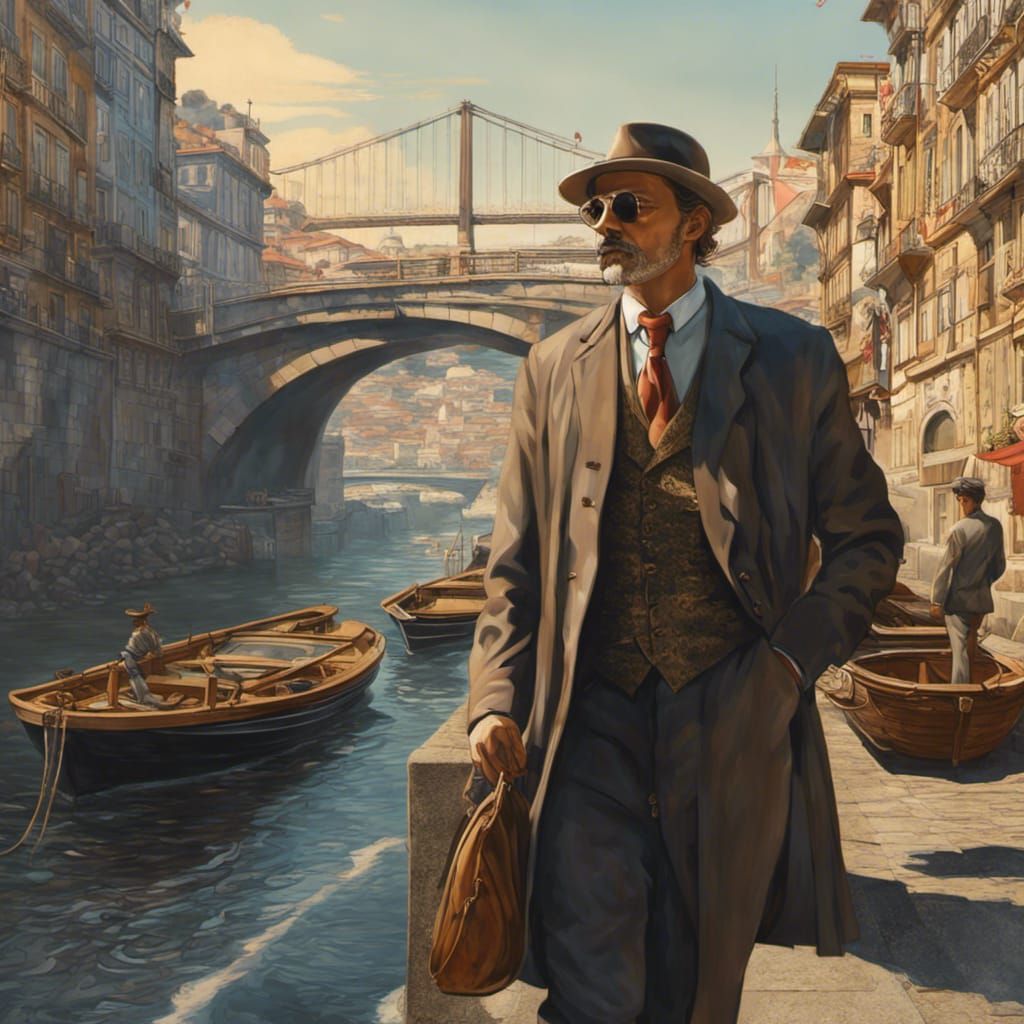 Homem junto ao rio Douro - Porto - Portugal