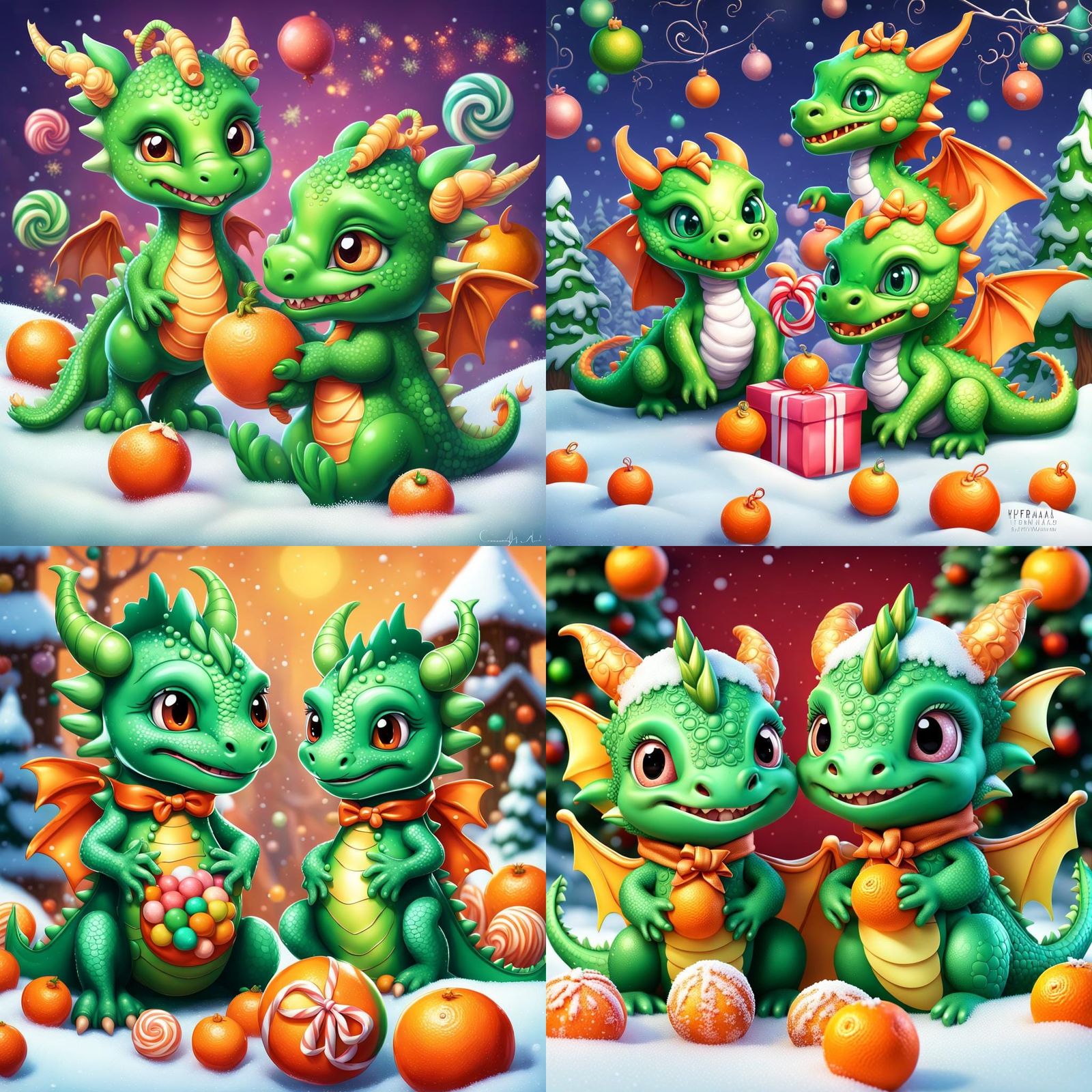 Baby Dragons Celebrate New Year in Candyland Style