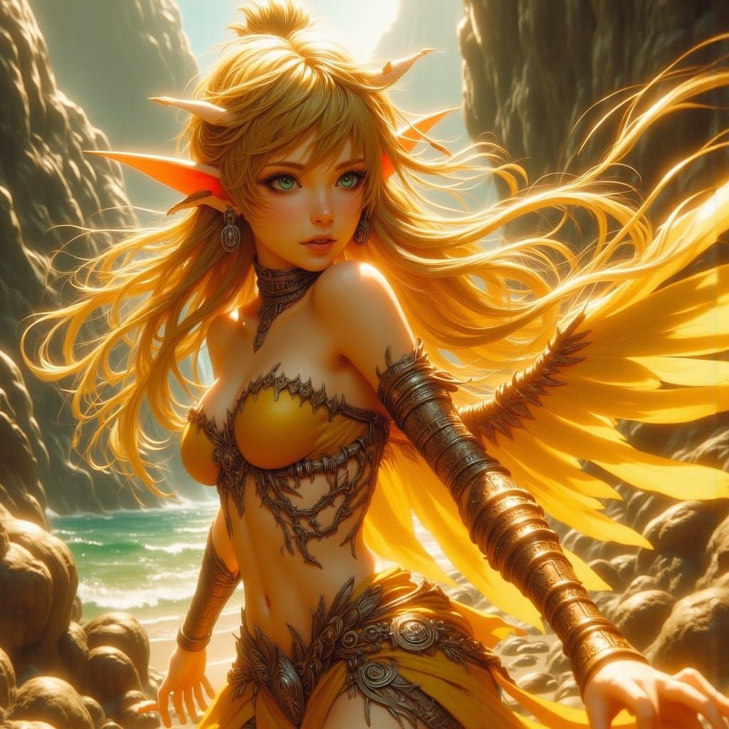 Victorious Fantasy Warrior in Golden Splendor