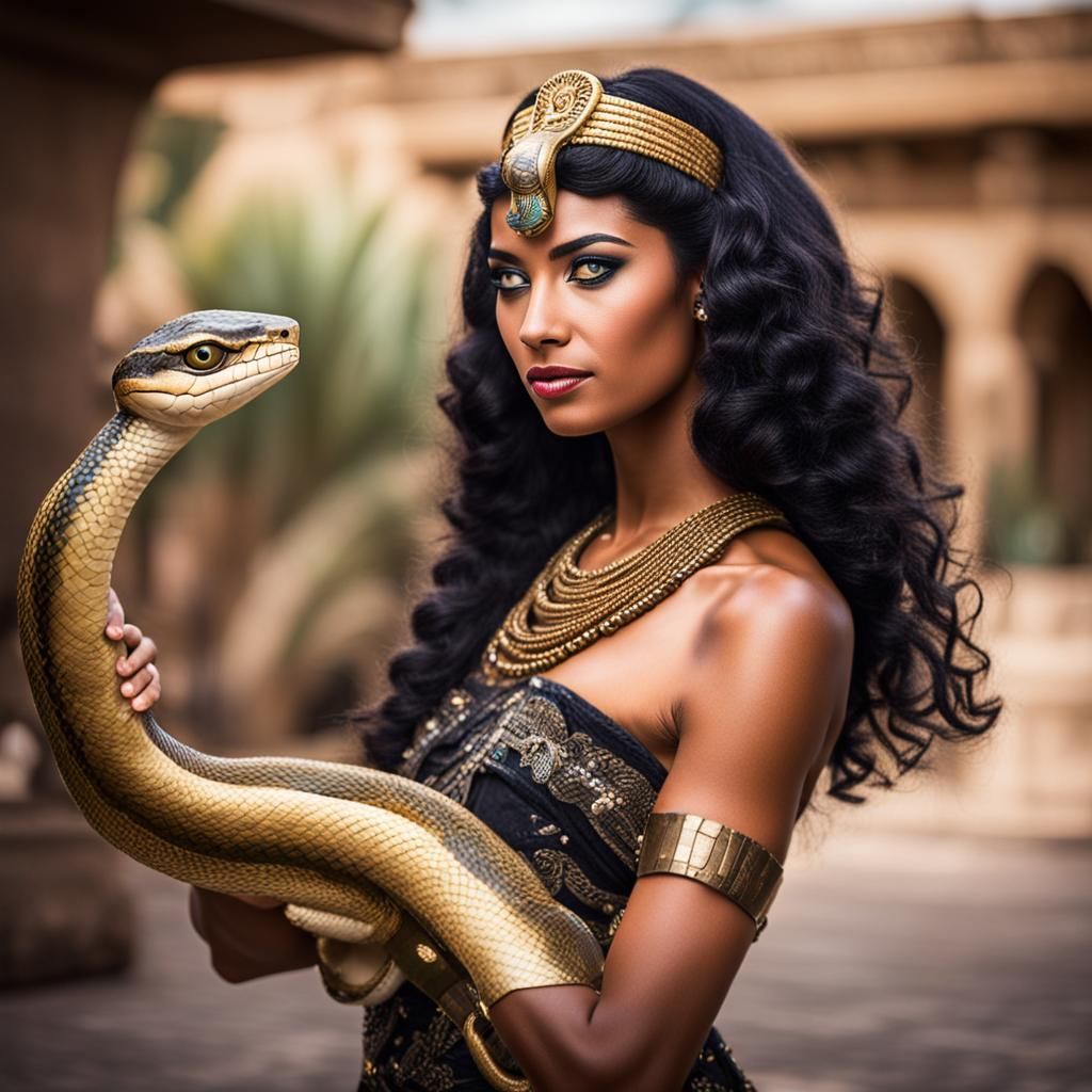 Cleopatra with Cobra in Professional Photography Style