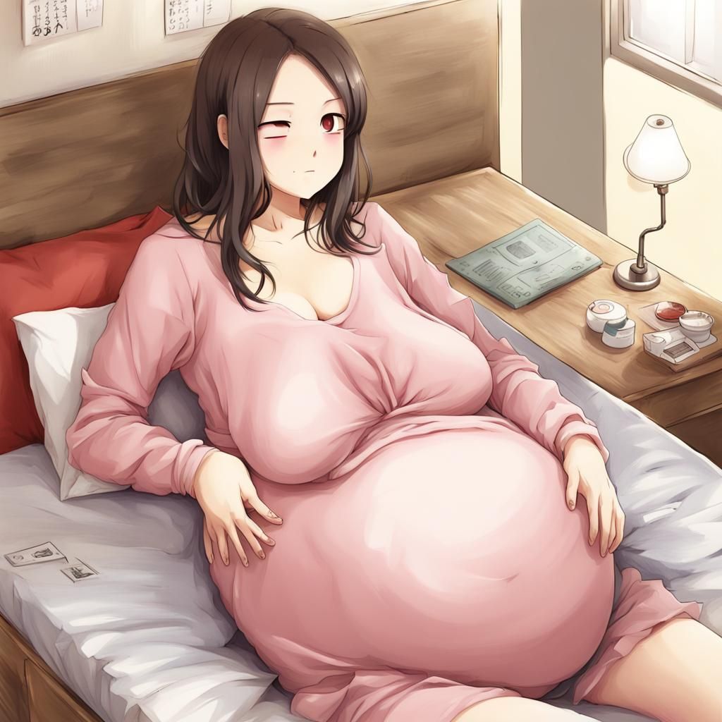 Anime Style: Pregnant Girl with Large Belly