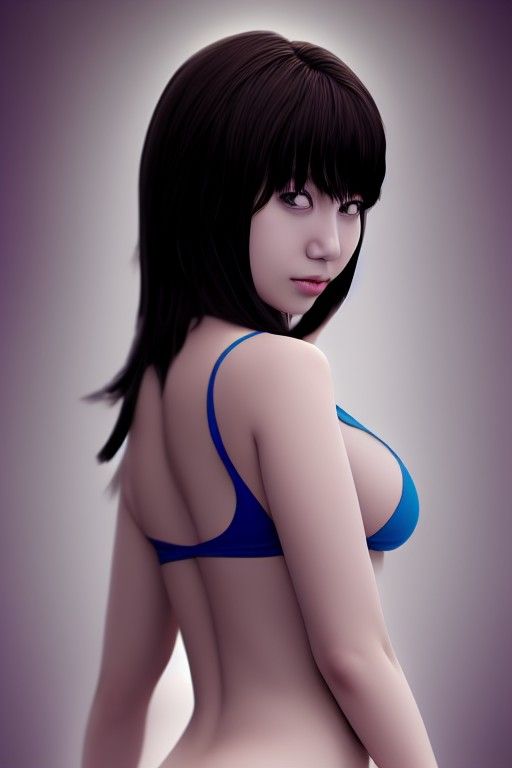 Alluring Japanese Idol in Bikini: Hyperrealistic Anime Art