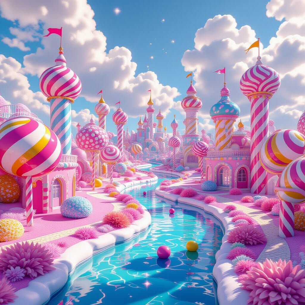 Vibrant Dream World in Candyland Art Style
