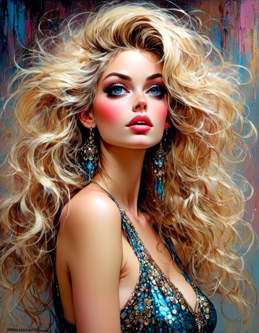 Expressionist Painting of a Woman in 1960s Style