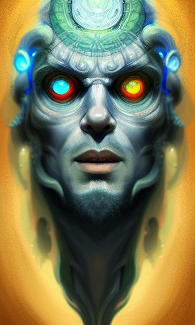 Detailed Portrait of a Male God of Mystery