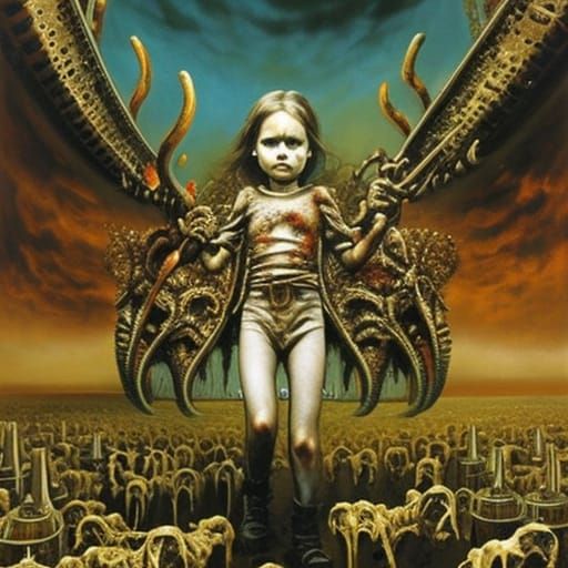 Zombiecore Devil Girl in Dystopian Wasteland