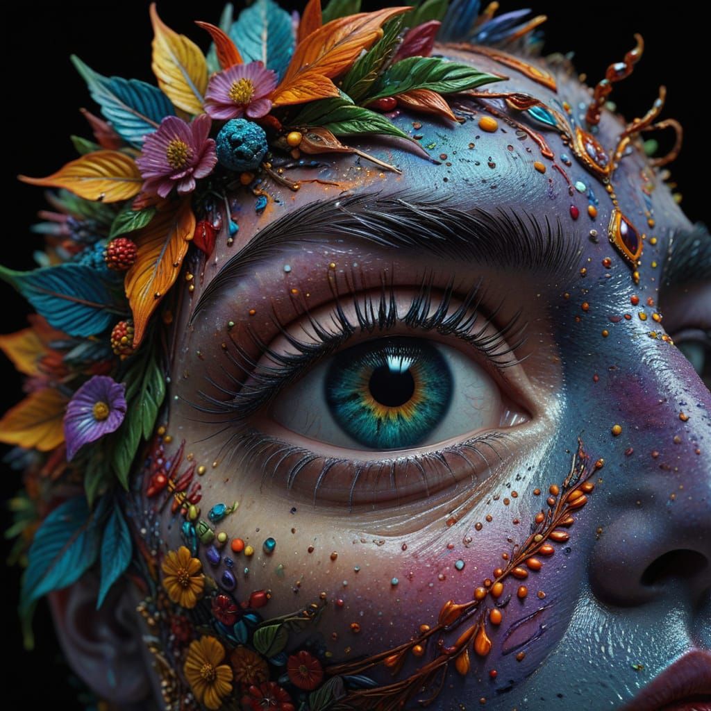 Stunning Photorealistic Portrait in Vibrant Triadic Colors