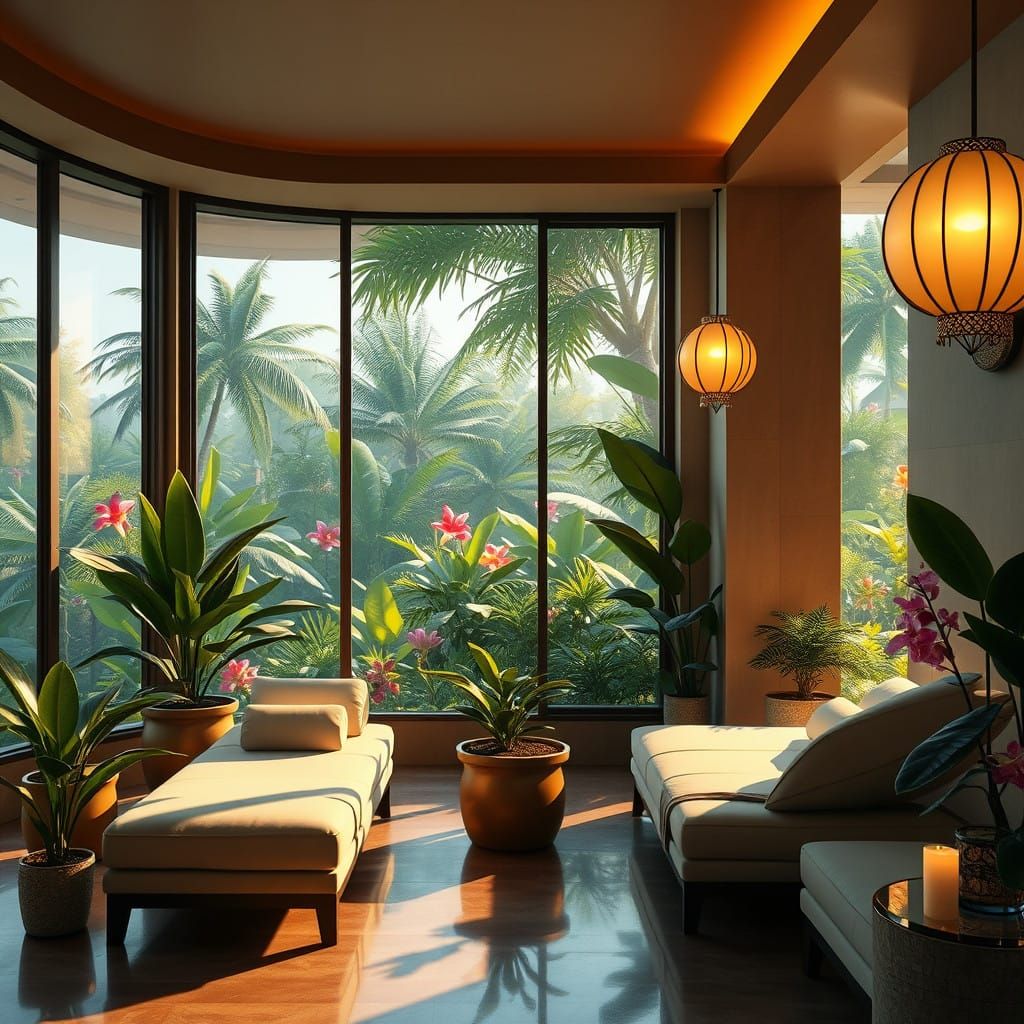 Surreal Spa Oasis in Tropical Paradise with Luxurious Interi...