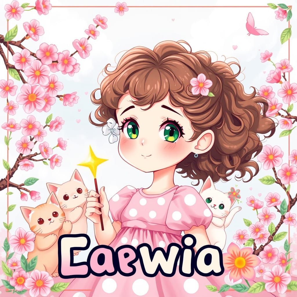 Whimsical Anime Girl in Pastel Paradise