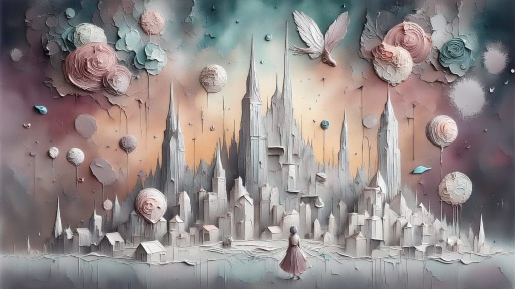Surreal Paper City in Ethereal Light