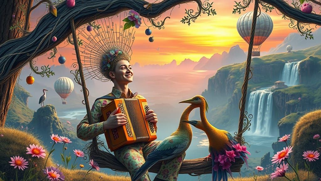 Psychedelic Utopia: Accordionist at Galaxy's End