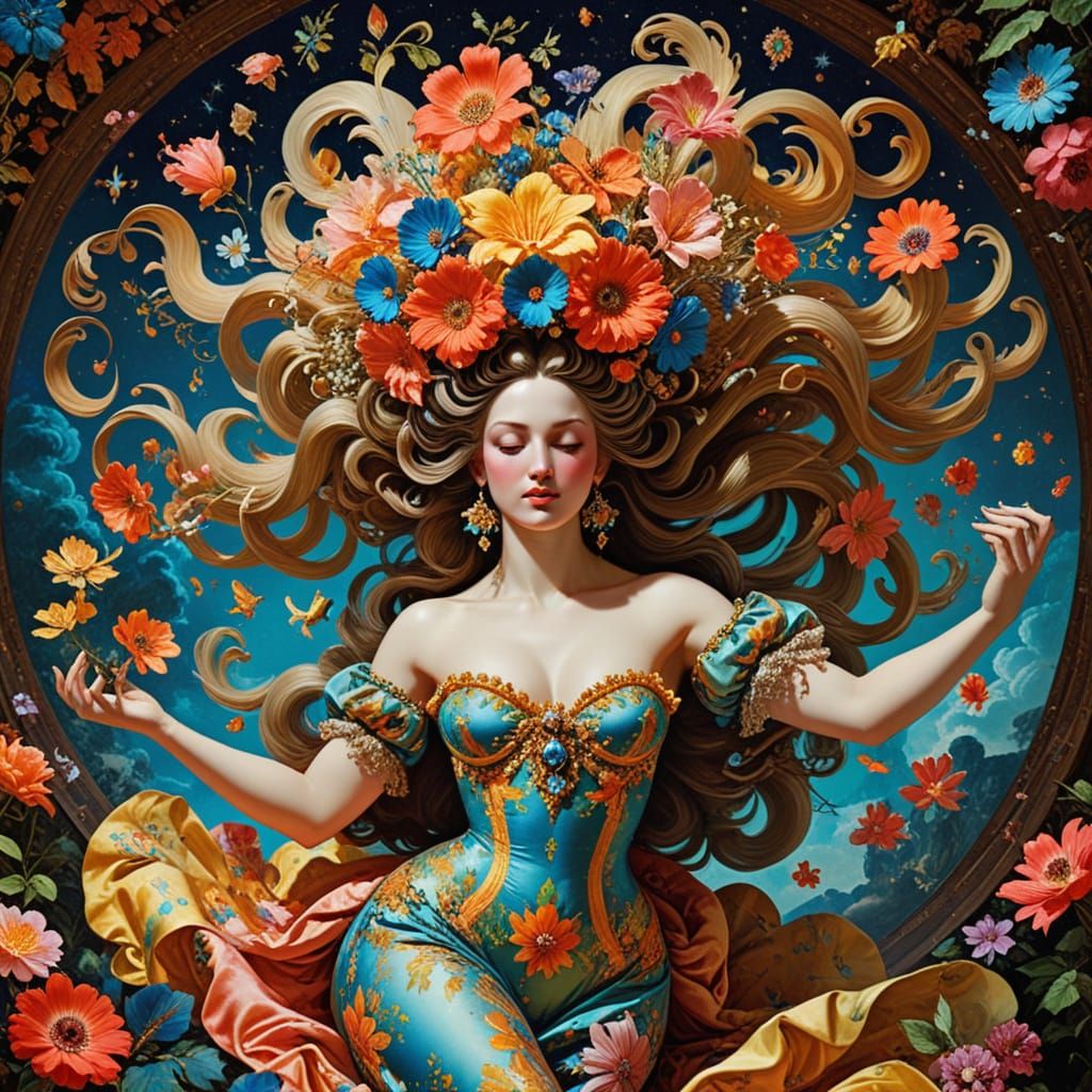 Rococo Goddesses Kaleidoscope in Baroque Style