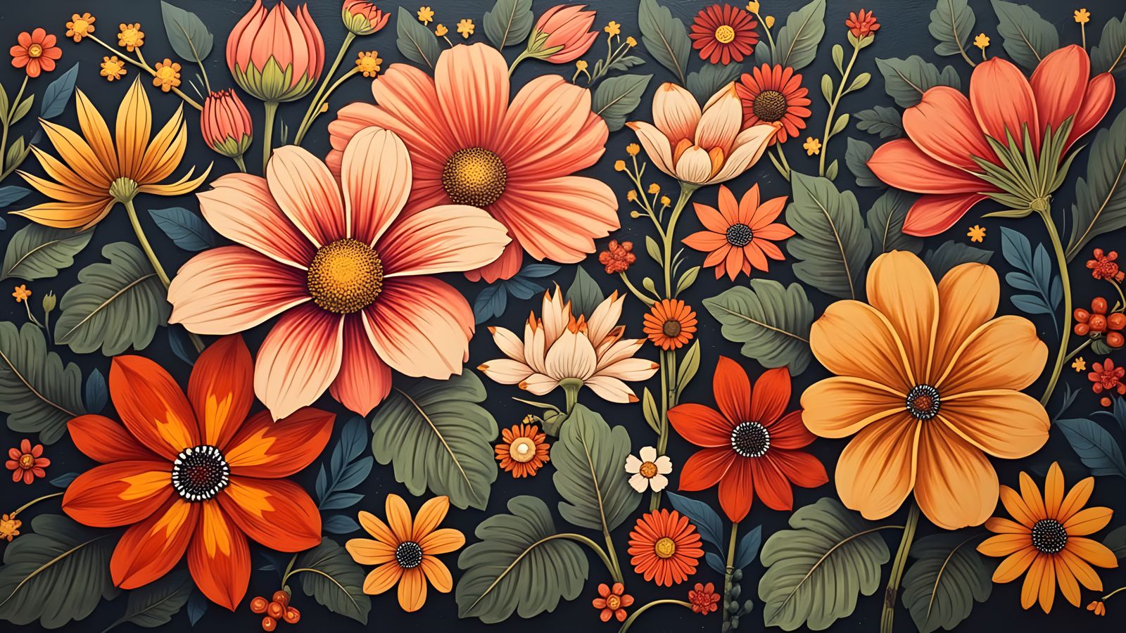 Retro Floral Pattern in Seventies Style