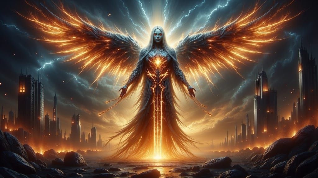 Ethereal Angel Guardian Watches Over the Gates of Eden