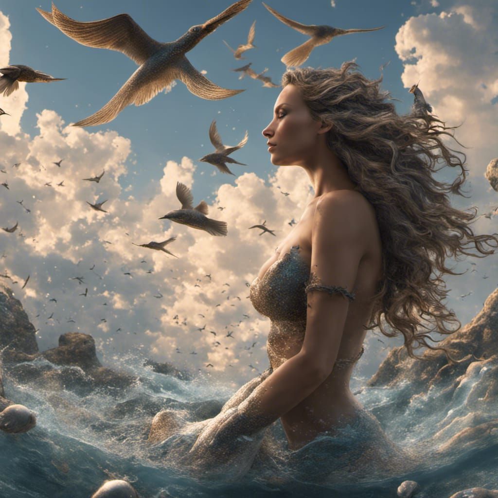 Fish Face Mermaid in Dramatic Sky