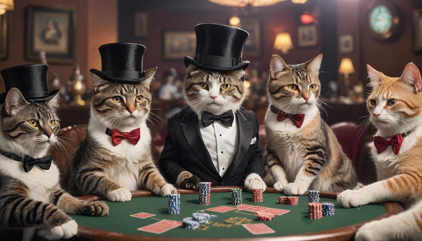 Cats playing poker