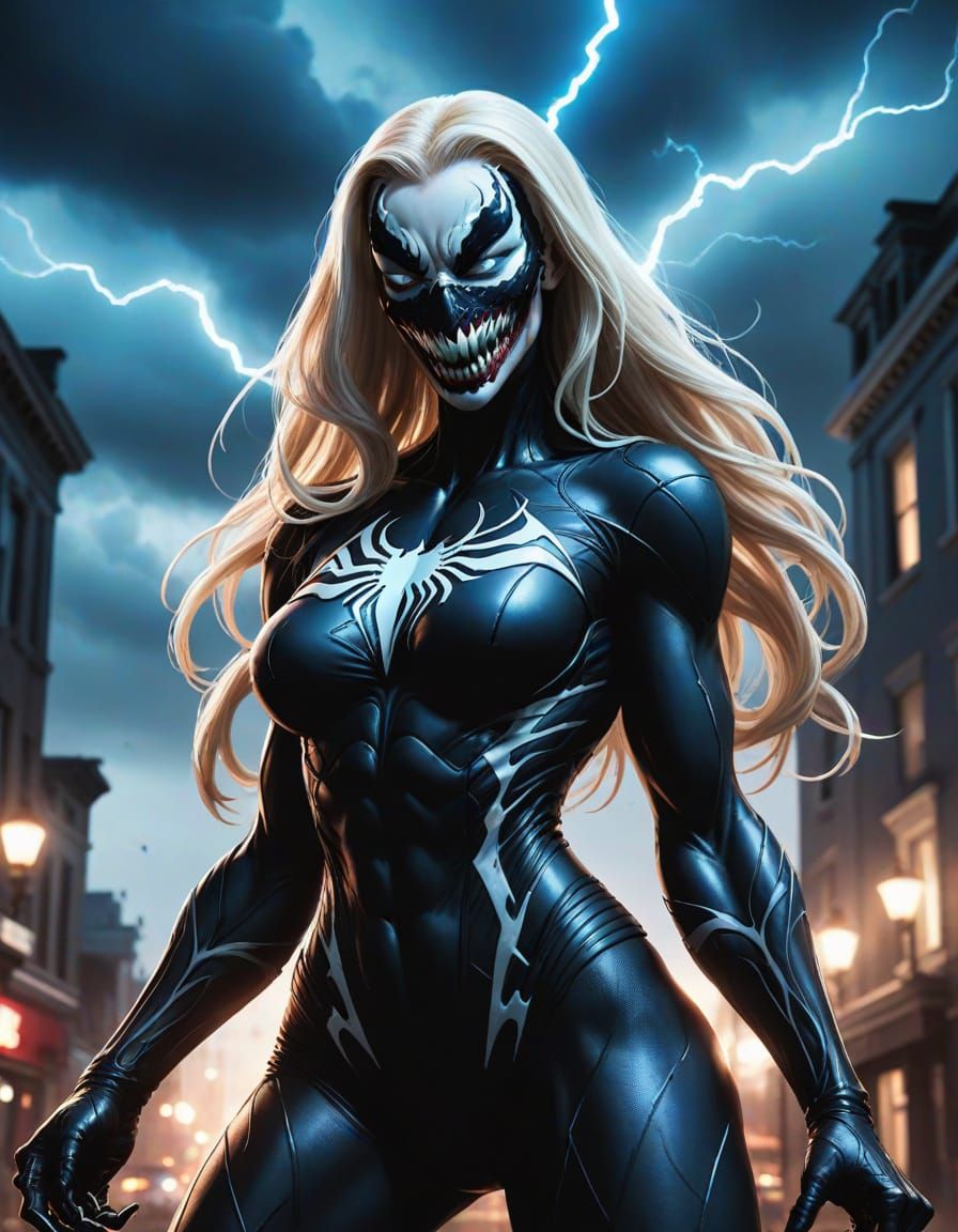 Supergirl Absorbed by Venom Symbiote: Digital Art