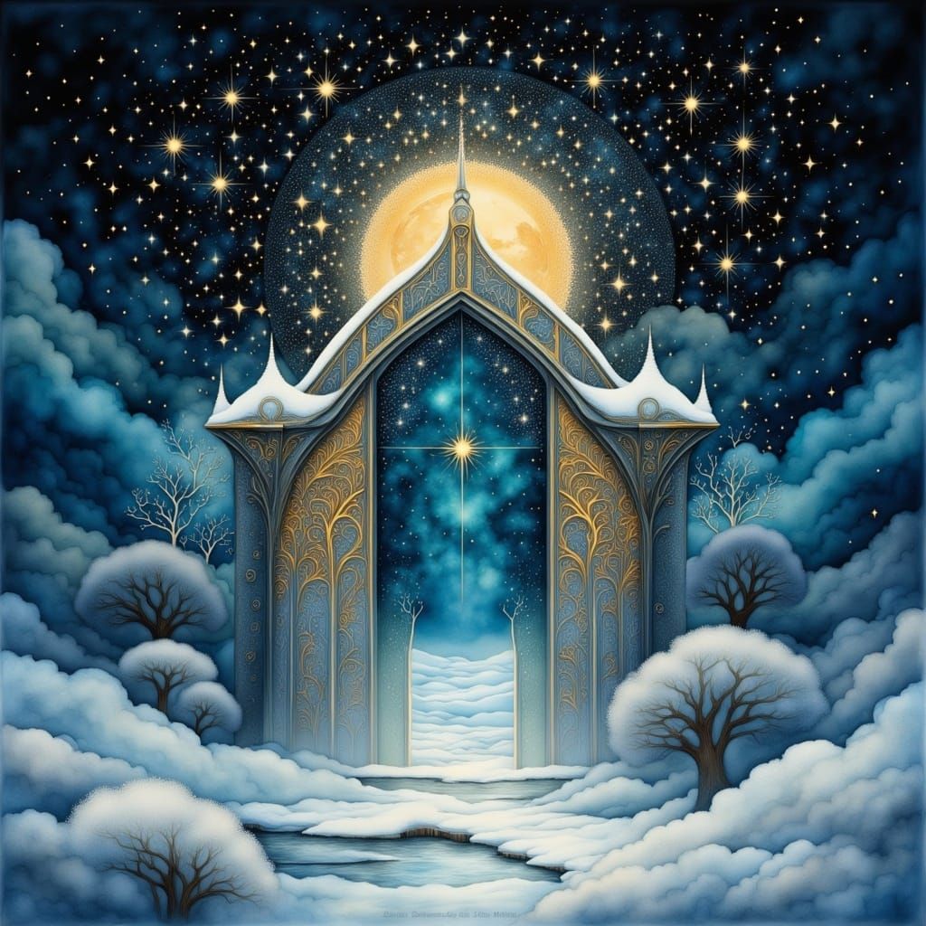 Radiant Silver Ice Gate in Winter Landscape