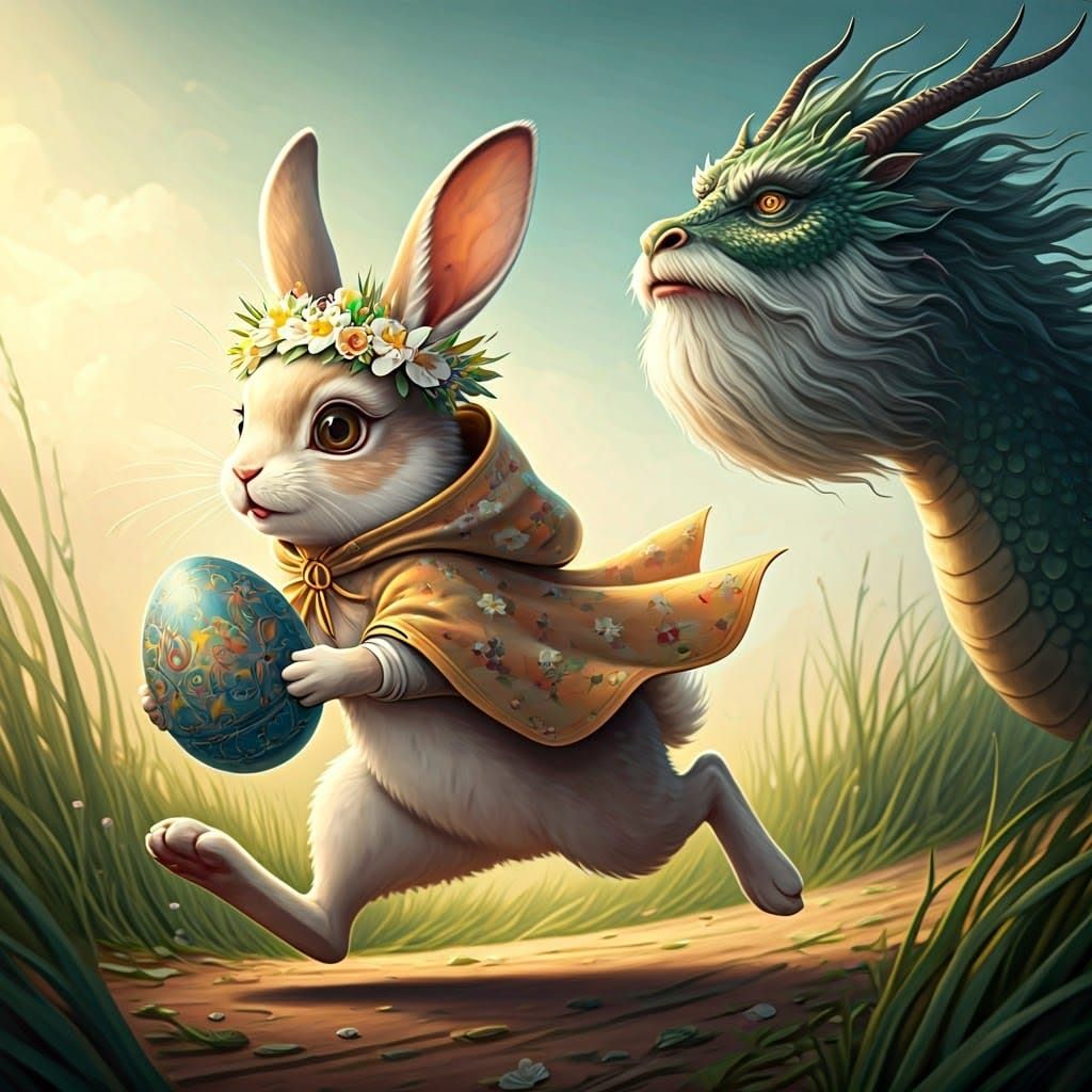Whimsical Bunny Escapes with Magical Egg