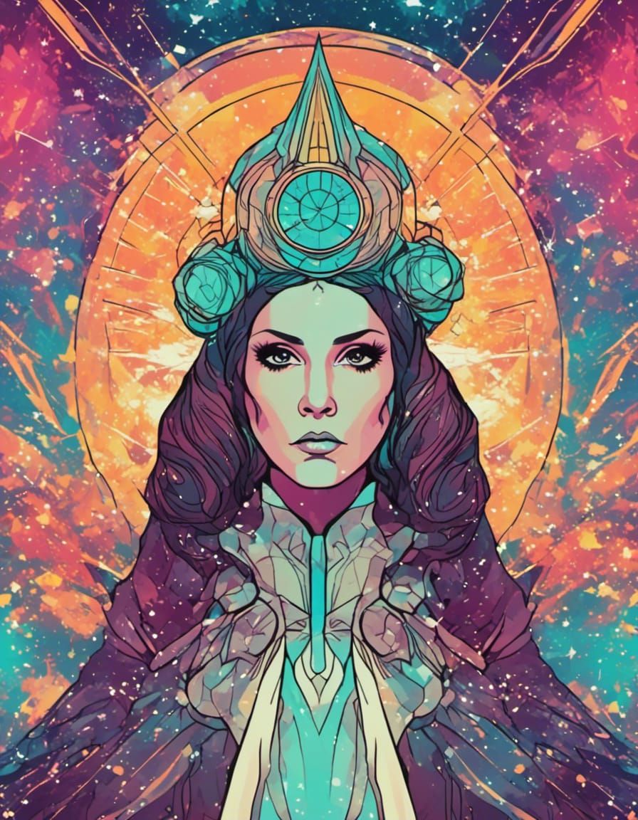 Princess Leia Portrait in Cosmic Style