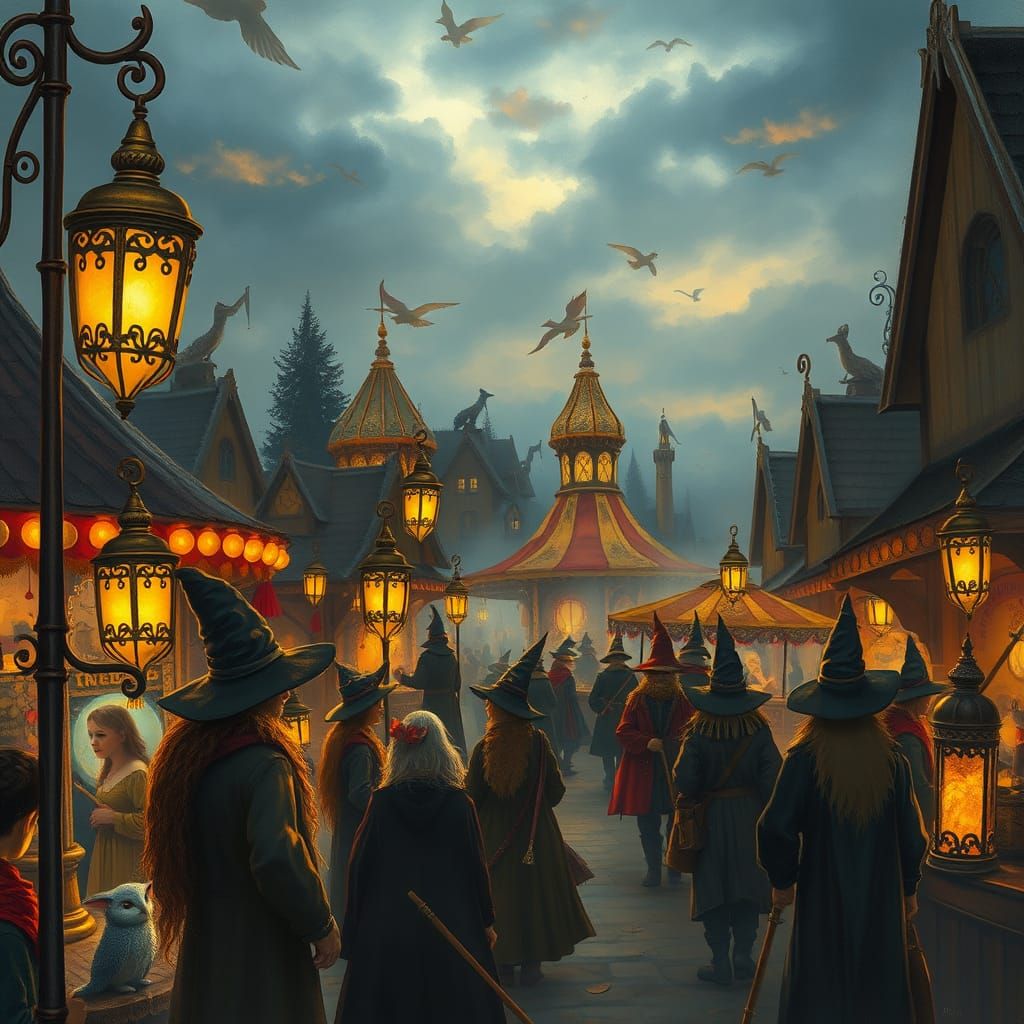 Magical Whimsy in Enchanted Fairground at Dusk