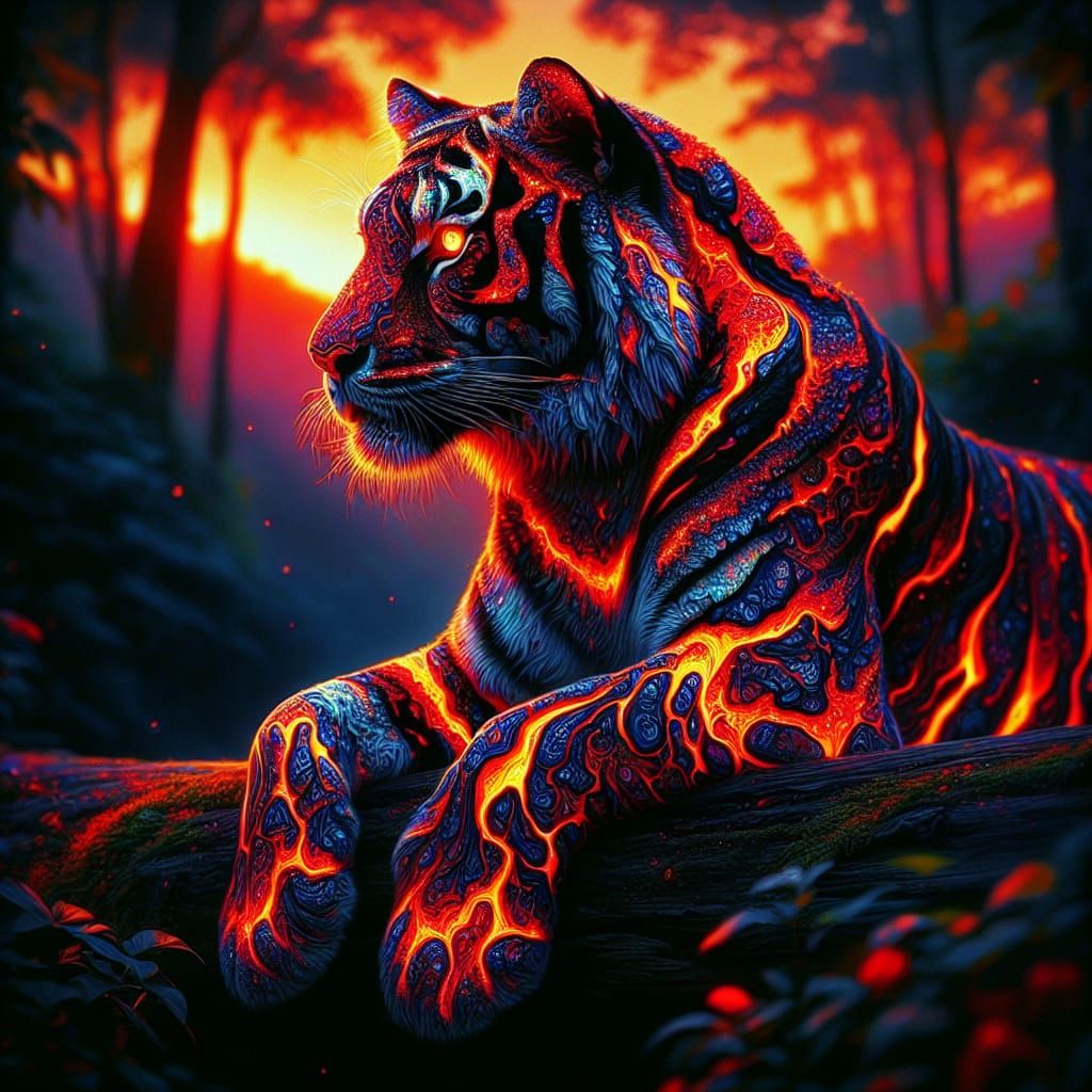 Magma Tiger in Jungle Twilight
