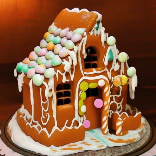 Hyperdetailed Gingerbread House in Dark Fantasy Style
