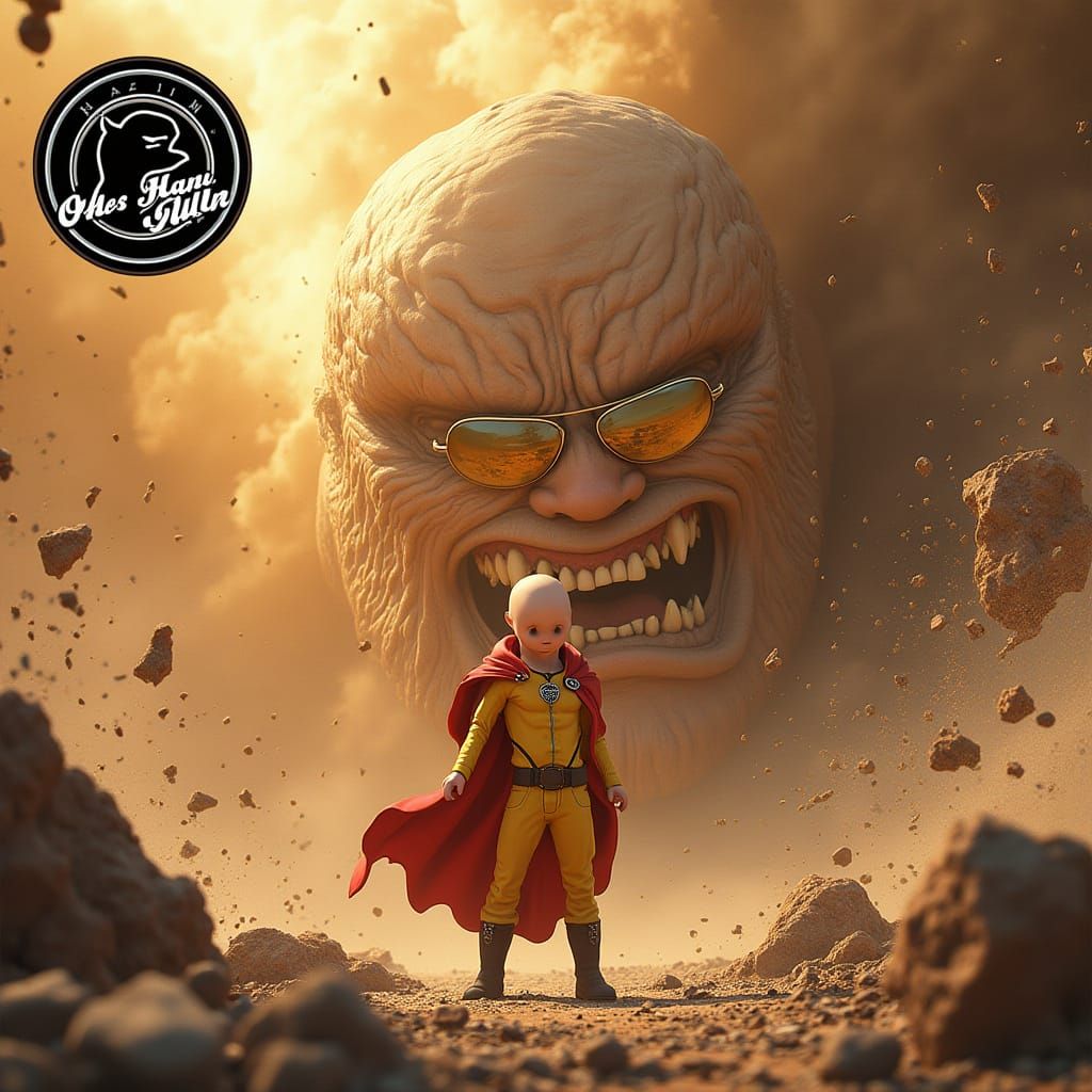 Saitama Punches Monster in Photorealistic 8K Crater Scene