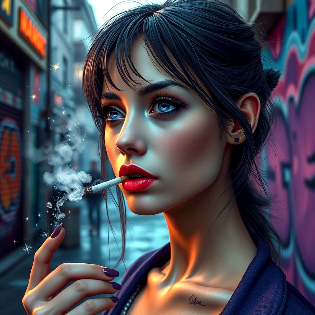 Sleek Urban Enchantress with Ethereal Glow