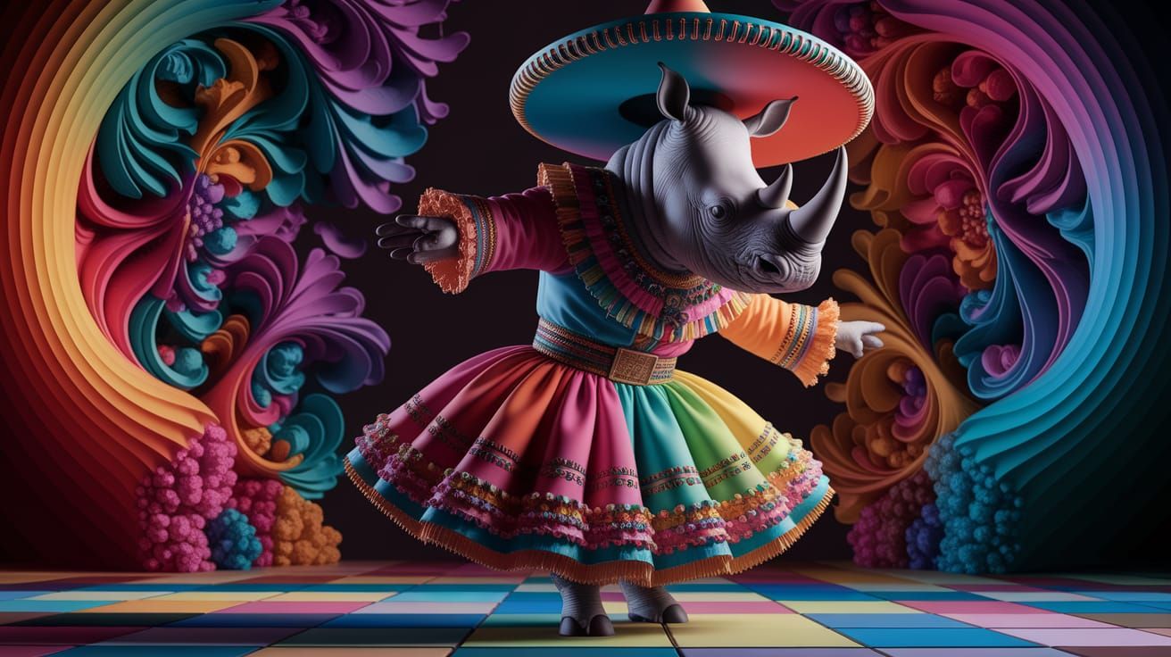 Rhinoceros Dances Fandango in Abstract Fractal Style