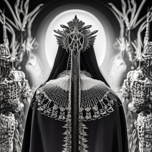 Ethereal Bone Crowned Warrior Queen Illustration