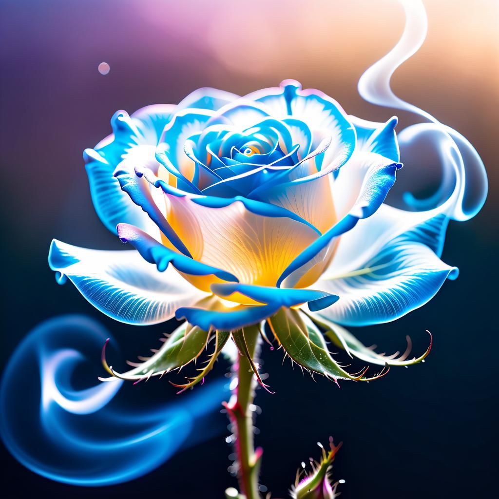 Transparent Smoke Rose Blooming in Vivid Bokeh