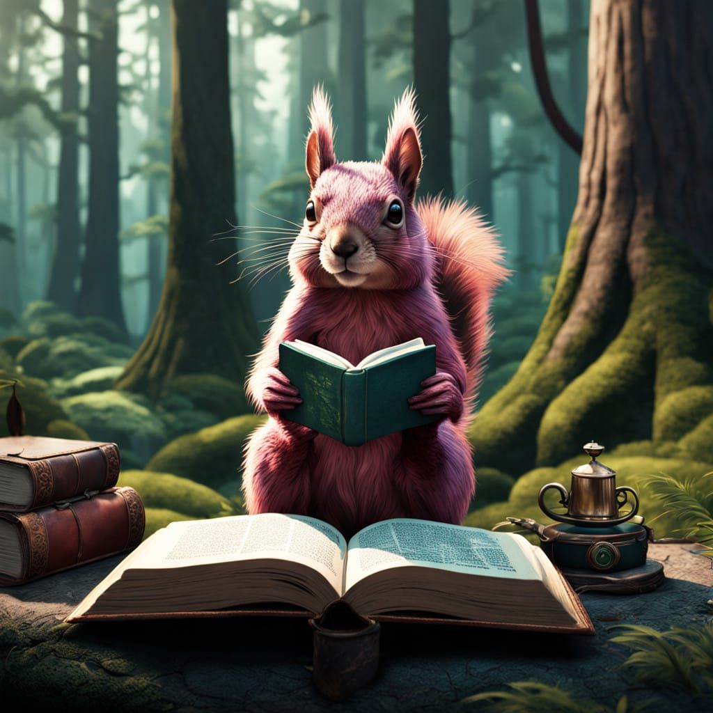 Whimsical Squirrel Scholar in Earthy Robes