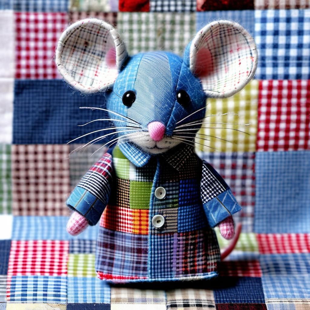 Hyperrealistic Chibi Patchwork Mice Toys