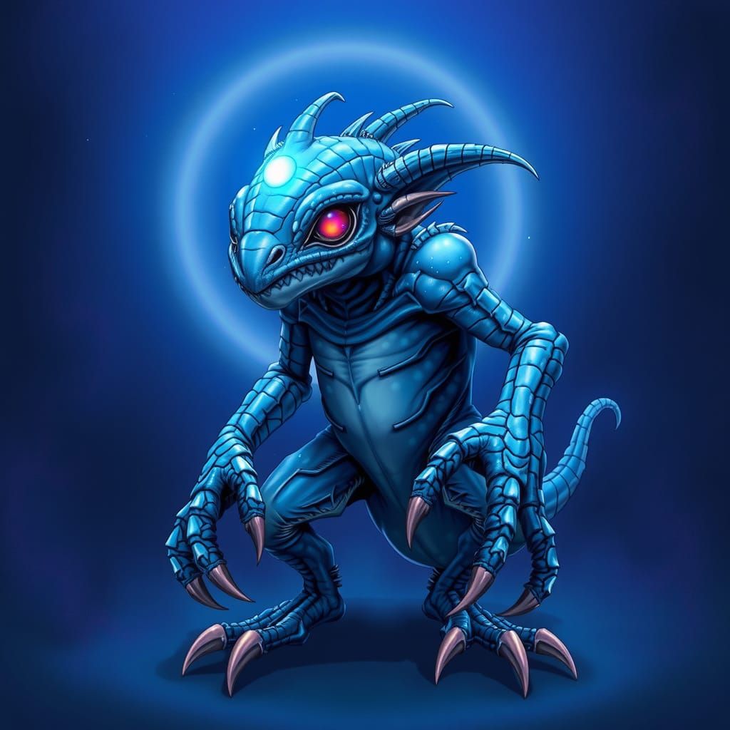 Mythical Blue Beast in Dreamlike Illustration