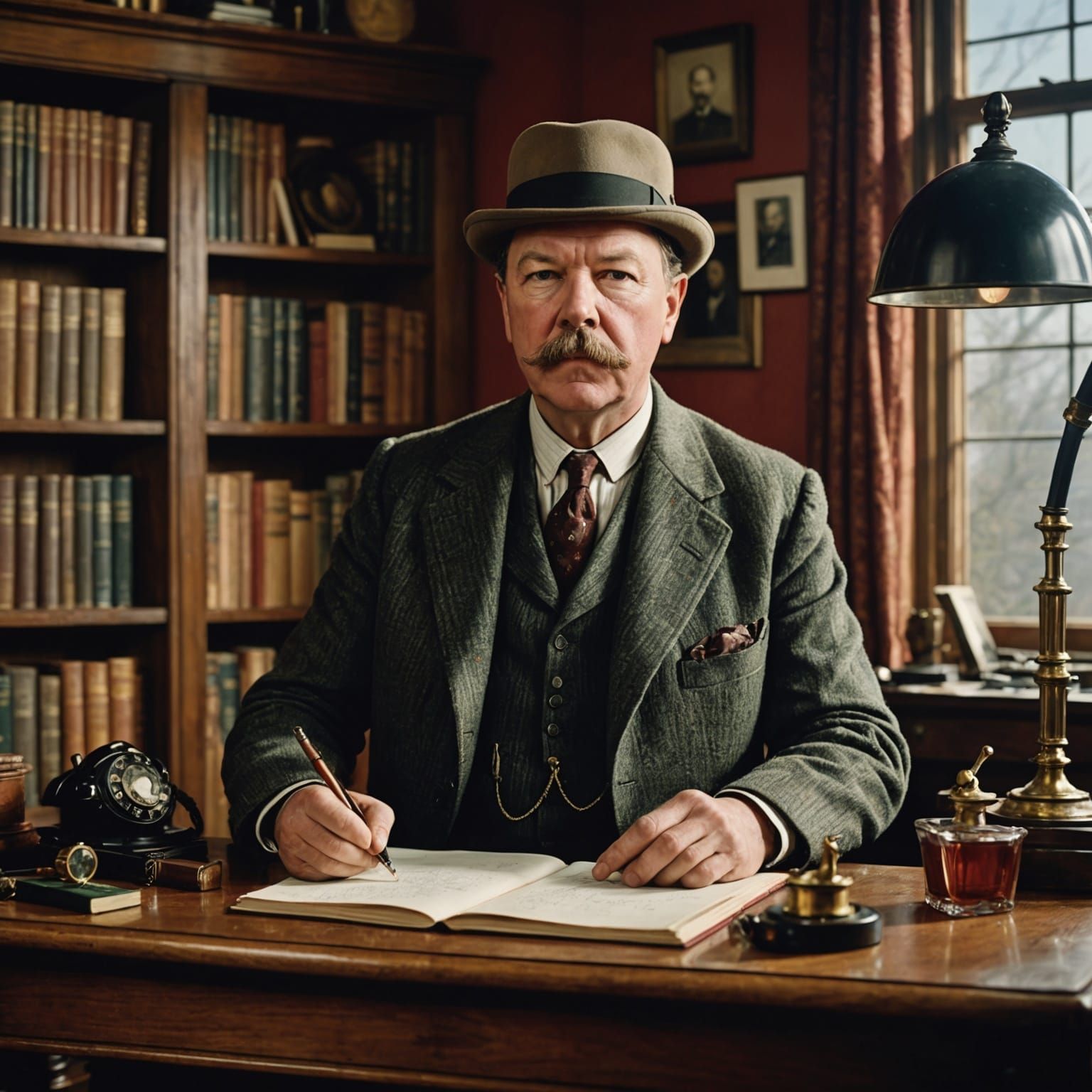 Arthur Conan Doyle and Sherlock Holmes: Hyperrealistic Portr...