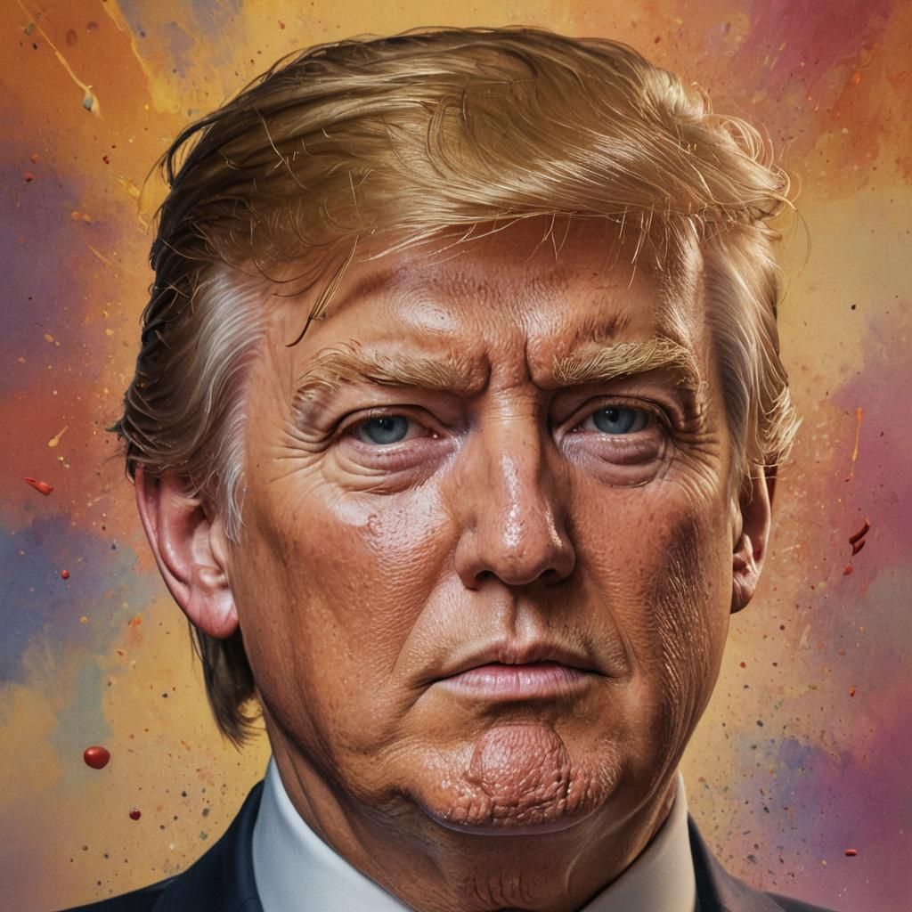 Hyperrealistic Portrait of Donald Trump in Splash Art Style