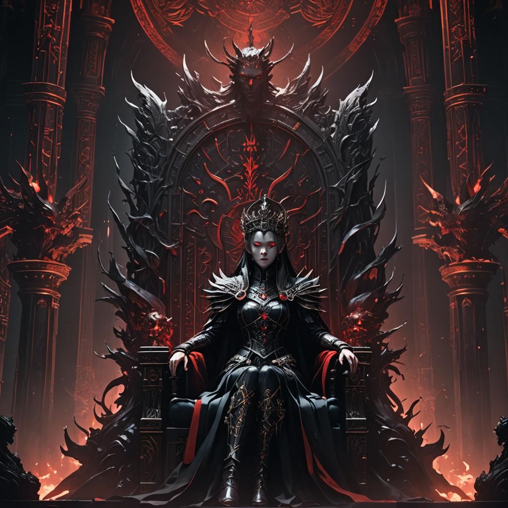 Dark Fantasy Empress in Gothic Throne Room