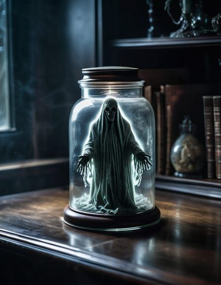 Eerie Ghost Trapped in Jar of Horror