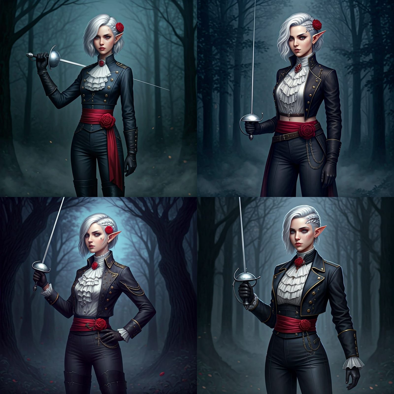 Elegant Teenage Fencer in Aristocratic Military Style