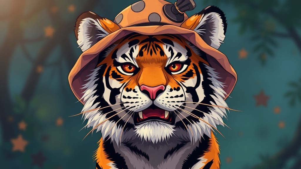 Tiger in Unique Hats, Anime Style
