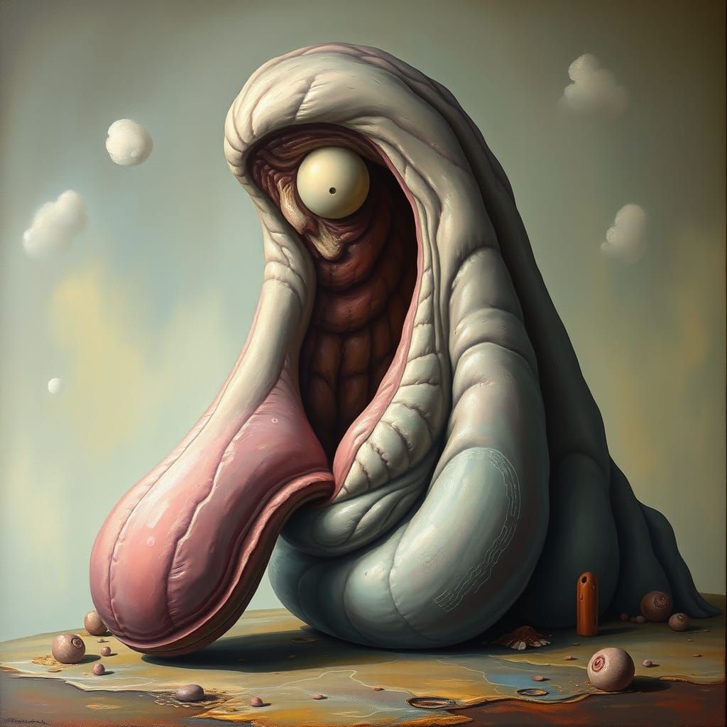 Colossal Sigh Painting With Exaggerated Forms
