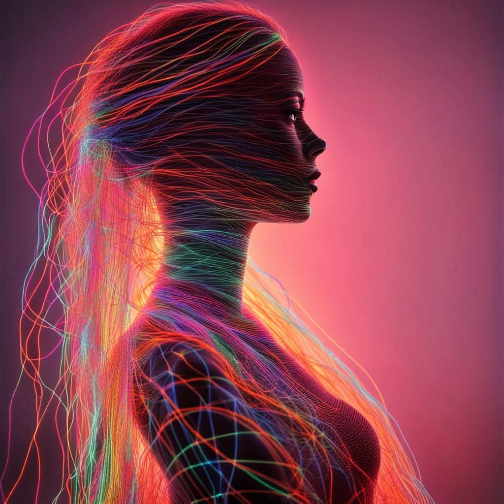 Neon hair girl.
